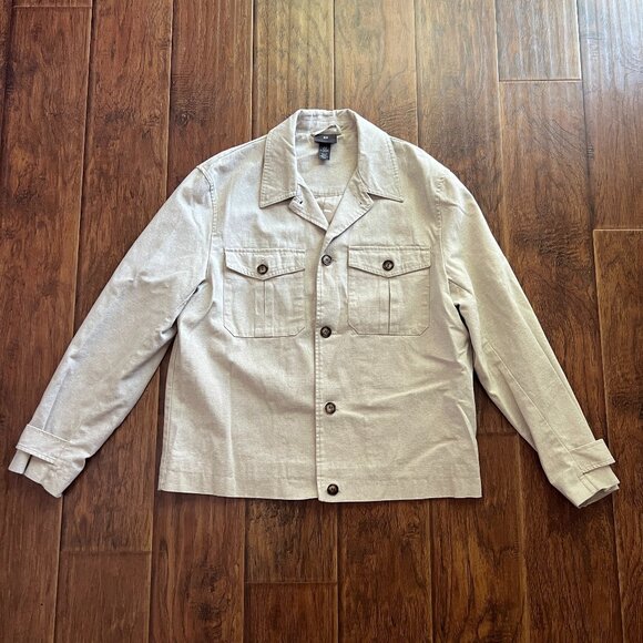 H&M Beige Button-Up Utility Jacket – Size L - Picture 1 of 6